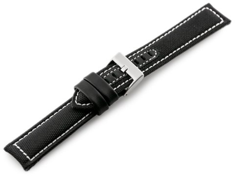 Pasek skórzany do zegarka W34 - PREMIUM - czarny/białe - 20mm Pasek skórzany do zegarka W34 - PREMIUM - czarny/białe - 20mm