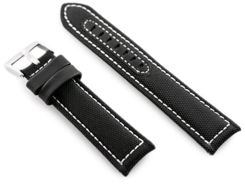 Pasek skórzany do zegarka W34 - PREMIUM - czarny/białe - 24mm Pasek skórzany do zegarka W34 - PREMIUM - czarny/białe - 24mm