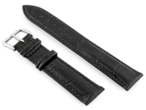 Pasek skórzany do zegarka W64 - czarny - 22mm Pasek skórzany do zegarka W64 - czarny - 22mm