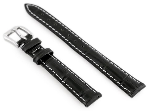 Pasek skórzany do zegarka W64 - czarny/biały 14mm Pasek skórzany do zegarka W64 - czarny/biały 14mm