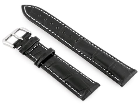 Pasek skórzany do zegarka W64 - czarny/biały 18mm Pasek skórzany do zegarka W64 - czarny/biały 18mm
