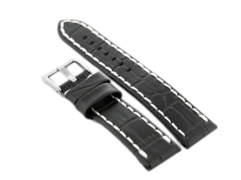 Pasek skórzany do zegarka W49 - czarny/białe - 24mm Pasek skórzany do zegarka W49 - czarny/białe - 24mm