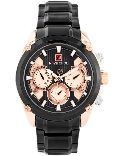 ZEGAREK MĘSKI NAVIFORCE - NF9113 (zn078c) - black/rosegold + box ZEGAREK MĘSKI NAVIFORCE - NF9113 (zn078c) - black/rosegold + box