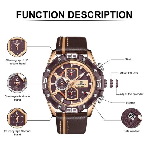 ZEGAREK MĘSKI NAVIFORCE NF8018 - CHRONOGRAF (zn122d) + BOX ZEGAREK MĘSKI NAVIFORCE NF8018 - CHRONOGRAF (zn122d) + BOX