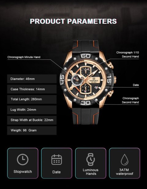 ZEGAREK MĘSKI NAVIFORCE NF8018T - CHRONOGRAF (zn123c) + BOX ZEGAREK MĘSKI NAVIFORCE NF8018T - CHRONOGRAF (zn123c) + BOX