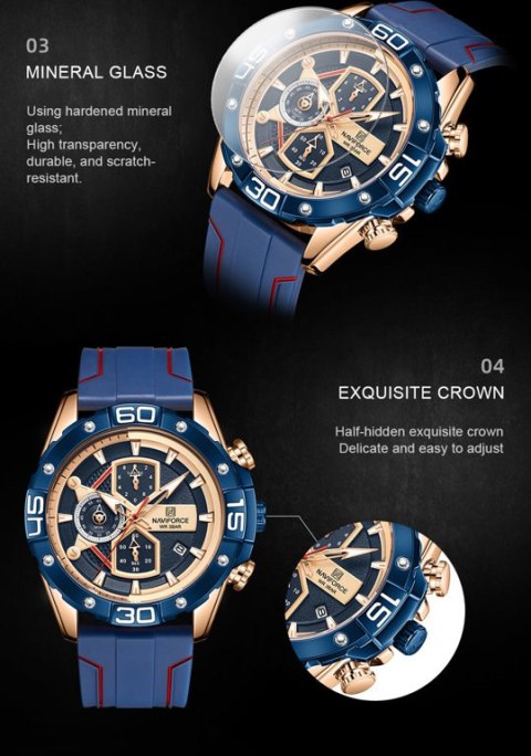 ZEGAREK MĘSKI NAVIFORCE NF8018T - CHRONOGRAF (zn123e) + BOX ZEGAREK MĘSKI NAVIFORCE NF8018T - CHRONOGRAF (zn123e) + BOX