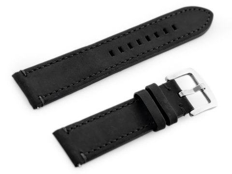 Pasek skórzany do zegarka W72 - czarny/czarna 22mm Pasek skórzany do zegarka W72 - czarny/czarna 22mm