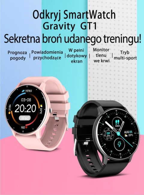 SMARTWATCH UNISEX GRAVITY GT1-8 - PULSOMETR, WŁASNE TARCZE (sg015h) SMARTWATCH UNISEX GRAVITY GT1-8 - PULSOMETR, WŁASNE TARCZE (sg015h)