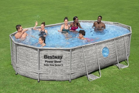 Basen stelażowy Power Steel Swim Vista z oknem 488x305x107 16x10FT BESTWAY 6w1 + Pompa piaskowa Basen stelażowy Power Steel Swim Vista z oknem 488x305x107 16x10FT BESTWAY 6w1 + Pompa piaskowa