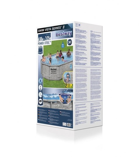 Basen stelażowy Power Steel Swim Vista z oknem 488x305x107 16x10FT BESTWAY 6w1 + Pompa piaskowa Basen stelażowy Power Steel Swim Vista z oknem 488x305x107 16x10FT BESTWAY 6w1 + Pompa piaskowa
