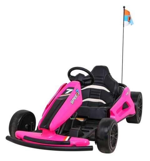 Gokart Speed 7 Drift King na akumulator dla dzieci Różowy + Funkcja driftu + Sportowe siedzenie + 2 Prędkości + EVA Gokart Speed 7 Drift King na akumulator dla dzieci Różowy + Funkcja driftu + Sportowe siedzenie + 2 Prędkości + EVA
