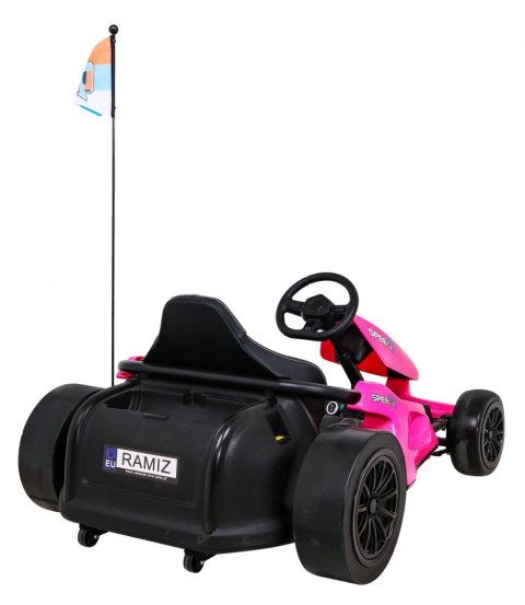 Gokart Speed 7 Drift King na akumulator dla dzieci Różowy + Funkcja driftu + Sportowe siedzenie + 2 Prędkości + EVA Gokart Speed 7 Drift King na akumulator dla dzieci Różowy + Funkcja driftu + Sportowe siedzenie + 2 Prędkości + EVA