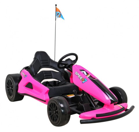 Gokart Speed 7 Drift King na akumulator dla dzieci Różowy + Funkcja driftu + Sportowe siedzenie + 2 Prędkości + EVA Gokart Speed 7 Drift King na akumulator dla dzieci Różowy + Funkcja driftu + Sportowe siedzenie + 2 Prędkości + EVA