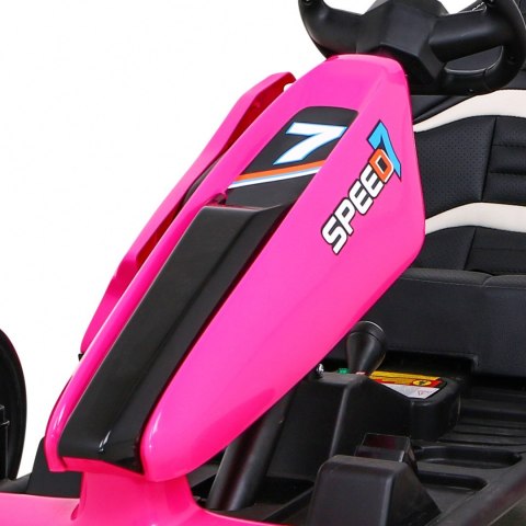 Gokart Speed 7 Drift King na akumulator dla dzieci Różowy + Funkcja driftu + Sportowe siedzenie + 2 Prędkości + EVA Gokart Speed 7 Drift King na akumulator dla dzieci Różowy + Funkcja driftu + Sportowe siedzenie + 2 Prędkości + EVA