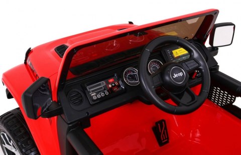 Jeep Wrangler Rubicon na akumulator dla dzieci Czerwony + Pilot + Radio MP3 LED + Koła EVA Jeep Wrangler Rubicon na akumulator dla dzieci Czerwony + Pilot + Radio MP3 LED + Koła EVA