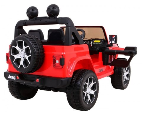 Jeep Wrangler Rubicon na akumulator dla dzieci Czerwony + Pilot + Radio MP3 LED + Koła EVA Jeep Wrangler Rubicon na akumulator dla dzieci Czerwony + Pilot + Radio MP3 LED + Koła EVA