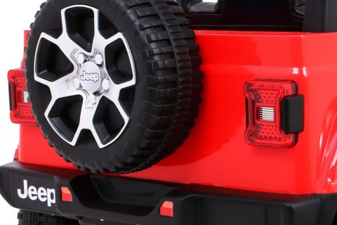 Jeep Wrangler Rubicon na akumulator dla dzieci Czerwony + Pilot + Radio MP3 LED + Koła EVA Jeep Wrangler Rubicon na akumulator dla dzieci Czerwony + Pilot + Radio MP3 LED + Koła EVA
