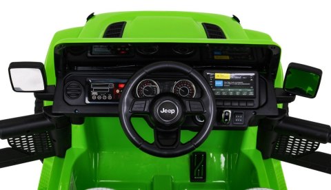 Jeep Wrangler Rubicon na akumulator dla dzieci Zielony + Pilot + Radio MP3 LED + Koła EVA Jeep Wrangler Rubicon na akumulator dla dzieci Zielony + Pilot + Radio MP3 LED + Koła EVA