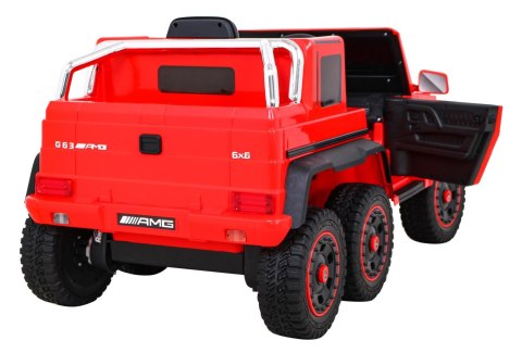 Mercedes G63 AMG Autko na akumulator Czerwony + Pilot + 6 kół EVA + Wolny Start + MP3 LED Mercedes G63 AMG Autko na akumulator Czerwony + Pilot + 6 kół EVA + Wolny Start + MP3 LED