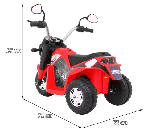 Motorek MiniBike na akumulator dla dzieci Czerwony + Dźwięki + Światła LED + Ekoskóra Motorek MiniBike na akumulator dla dzieci Czerwony + Dźwięki + Światła LED + Ekoskóra