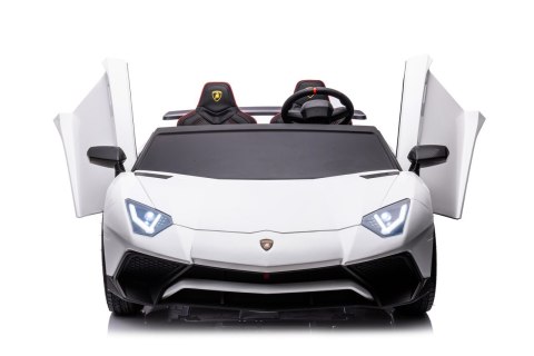 Lamborghini Aventador SV na akumulator dla 2 dzieci Biały + Silnik bezszczotkowy + Pompowane koła + Audio LED Lamborghini Aventador SV na akumulator dla 2 dzieci Biały + Silnik bezszczotkowy + Pompowane koła + Audio LED