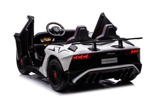 Lamborghini Aventador SV na akumulator dla 2 dzieci Biały + Silnik bezszczotkowy + Pompowane koła + Audio LED Lamborghini Aventador SV na akumulator dla 2 dzieci Biały + Silnik bezszczotkowy + Pompowane koła + Audio LED