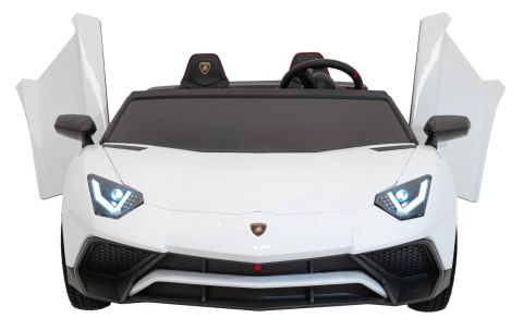Lamborghini Aventador SV na akumulator dla 2 dzieci Biały + Silnik bezszczotkowy + Pompowane koła + Audio LED Lamborghini Aventador SV na akumulator dla 2 dzieci Biały + Silnik bezszczotkowy + Pompowane koła + Audio LED