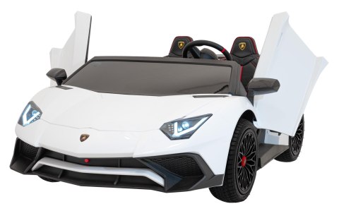 Lamborghini Aventador SV na akumulator dla 2 dzieci Biały + Silnik bezszczotkowy + Pompowane koła + Audio LED Lamborghini Aventador SV na akumulator dla 2 dzieci Biały + Silnik bezszczotkowy + Pompowane koła + Audio LED