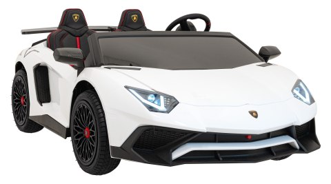 Lamborghini Aventador SV na akumulator dla 2 dzieci Biały + Silnik bezszczotkowy + Pompowane koła + Audio LED Lamborghini Aventador SV na akumulator dla 2 dzieci Biały + Silnik bezszczotkowy + Pompowane koła + Audio LED