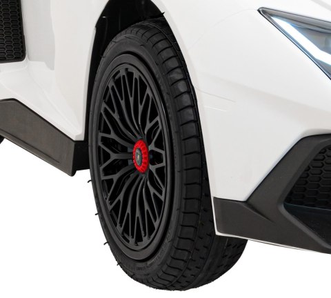 Lamborghini Aventador SV na akumulator dla 2 dzieci Biały + Silnik bezszczotkowy + Pompowane koła + Audio LED Lamborghini Aventador SV na akumulator dla 2 dzieci Biały + Silnik bezszczotkowy + Pompowane koła + Audio LED