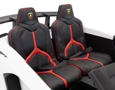 Lamborghini Aventador SV na akumulator dla 2 dzieci Biały + Silnik bezszczotkowy + Pompowane koła + Audio LED Lamborghini Aventador SV na akumulator dla 2 dzieci Biały + Silnik bezszczotkowy + Pompowane koła + Audio LED