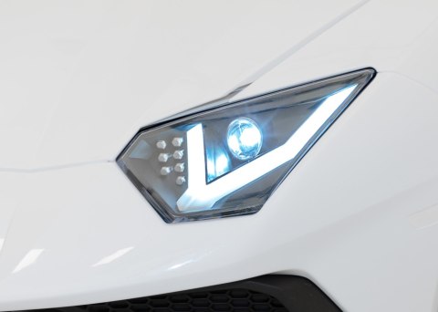 Lamborghini Aventador SV na akumulator dla 2 dzieci Biały + Silnik bezszczotkowy + Pompowane koła + Audio LED Lamborghini Aventador SV na akumulator dla 2 dzieci Biały + Silnik bezszczotkowy + Pompowane koła + Audio LED