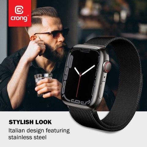 Crong Milano Steel - Pasek ze stali nierdzewnej do Apple Watch 42/44/45/49 mm (czarny) Crong Milano Steel - Pasek ze stali nierdzewnej do Apple Watch 42/44/45/49 mm (czarny)