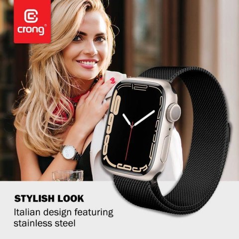 Crong Milano Steel - Pasek ze stali nierdzewnej do Apple Watch 42/44/45/49 mm (czarny) Crong Milano Steel - Pasek ze stali nierdzewnej do Apple Watch 42/44/45/49 mm (czarny)