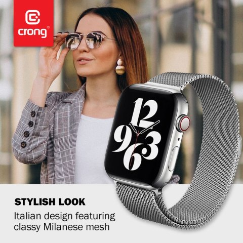 Crong Milano Steel - Pasek ze stali nierdzewnej do Apple Watch 42/44/45/49 mm (srebrny) Crong Milano Steel - Pasek ze stali nierdzewnej do Apple Watch 42/44/45/49 mm (srebrny)