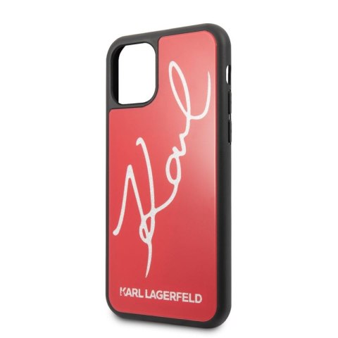 Karl Lagerfeld Double Layers Tempered Glass Glitter Signature Case - Etui iPhone 11 Pro (czerwony) Karl Lagerfeld Double Layers Tempered Glass Glitter Signature Case - Etui iPhone 11 Pro (czerwony)