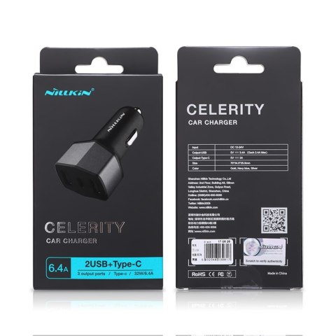 Nillkin Celerity Car Charger - Ładowarka samochodowa 2x USB + USB-C, 32W (Gold) Nillkin Celerity Car Charger - Ładowarka samochodowa 2x USB + USB-C, 32W (Gold)