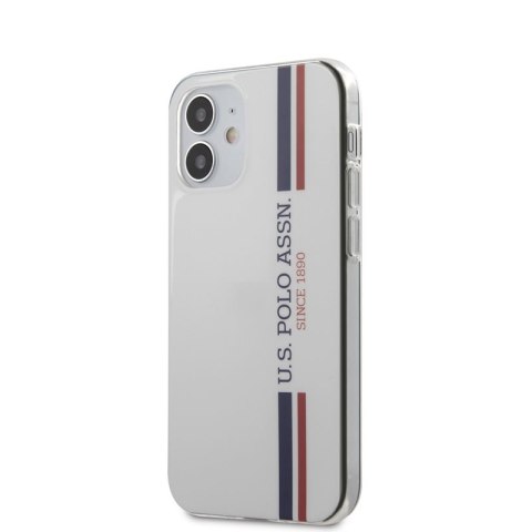 US Polo Assn Shiny Tricolor Stripes - Etui iPhone 12 Mini (biały) US Polo Assn Shiny Tricolor Stripes - Etui iPhone 12 Mini (biały)