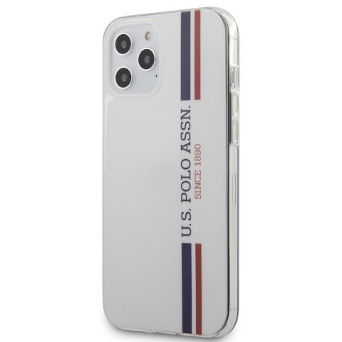 US Polo Assn Shiny Tricolor Stripes - Etui iPhone 12 Pro Max (biały) US Polo Assn Shiny Tricolor Stripes - Etui iPhone 12 Pro Max (biały)