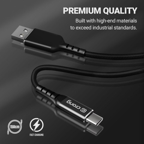 Crong Armor Link - Kabel 60W 3A USB-A do USB-C Fast Charging 150cm (czarny) Crong Armor Link - Kabel 60W 3A USB-A do USB-C Fast Charging 150cm (czarny)