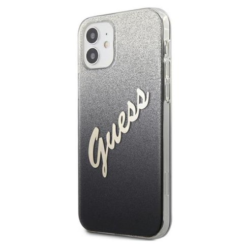 Guess Glitter Gradient Script - Etui iPhone 12 mini (czarny) Guess Glitter Gradient Script - Etui iPhone 12 mini (czarny)