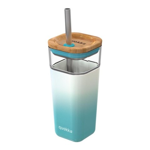 Quokka Liquid Cube - Kubek szklany 540 ml ze słomką ze stali nierdzewnej (Teal Gradient) Quokka Liquid Cube - Kubek szklany 540 ml ze słomką ze stali nierdzewnej (Teal Gradient)