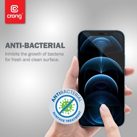 Crong Anti-Bacterial 3D Armour Glass - Szkło hartowane 9H na cały ekran iPhone 12 Mini + ramka instalacyjna Crong Anti-Bacterial 3D Armour Glass - Szkło hartowane 9H na cały ekran iPhone 12 Mini + ramka instalacyjna