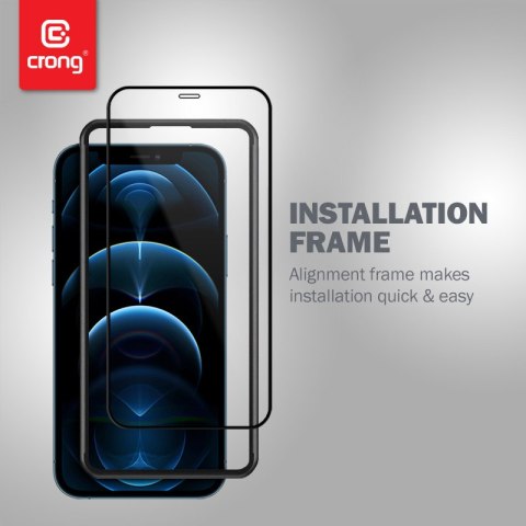 Crong Anti-Bacterial 3D Armour Glass - Szkło hartowane 9H na cały ekran iPhone 12 Mini + ramka instalacyjna Crong Anti-Bacterial 3D Armour Glass - Szkło hartowane 9H na cały ekran iPhone 12 Mini + ramka instalacyjna