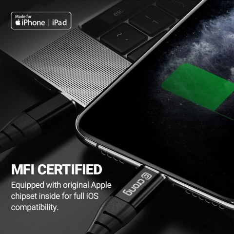 Crong Armor Link - Kabel USB-C Lightning Fast Charging z certyfikat MFi 150cm (czarny) Crong Armor Link - Kabel USB-C Lightning Fast Charging z certyfikat MFi 150cm (czarny)