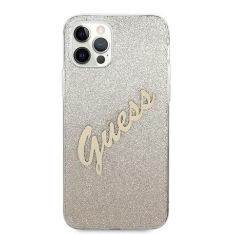 Guess Glitter Gradient Script - Etui iPhone 12 / iPhone 12 Pro (złoty) Guess Glitter Gradient Script - Etui iPhone 12 / iPhone 12 Pro (złoty)