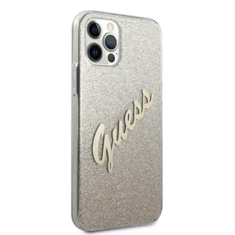 Guess Glitter Gradient Script - Etui iPhone 12 / iPhone 12 Pro (złoty) Guess Glitter Gradient Script - Etui iPhone 12 / iPhone 12 Pro (złoty)
