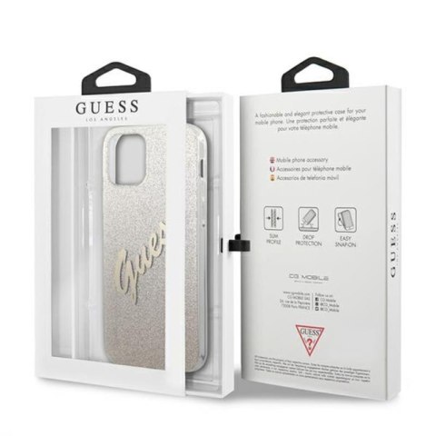 Guess Glitter Gradient Script - Etui iPhone 12 / iPhone 12 Pro (złoty) Guess Glitter Gradient Script - Etui iPhone 12 / iPhone 12 Pro (złoty)