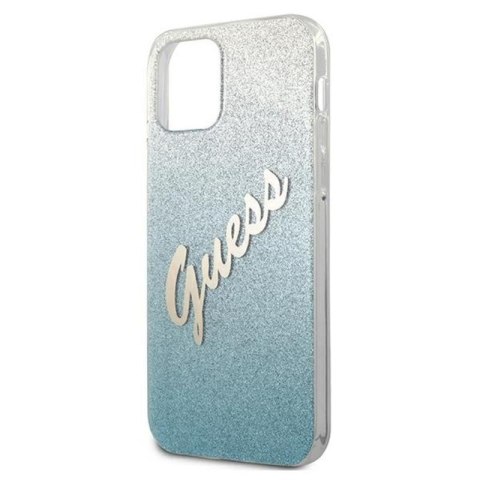 Guess Glitter Gradient Script - Etui iPhone 12 mini (niebieski) Guess Glitter Gradient Script - Etui iPhone 12 mini (niebieski)