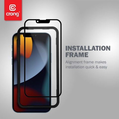 Crong Anti-Bacterial 3D Armour Glass - Szkło hartowane 9H na cały ekran iPhone 14 / iPhone 13 / iPhone 13 Pro + ramka instalacyj Crong Anti-Bacterial 3D Armour Glass - Szkło hartowane 9H na cały ekran iPhone 14 / iPhone 13 / iPhone 13 Pro + ramka instalacyj